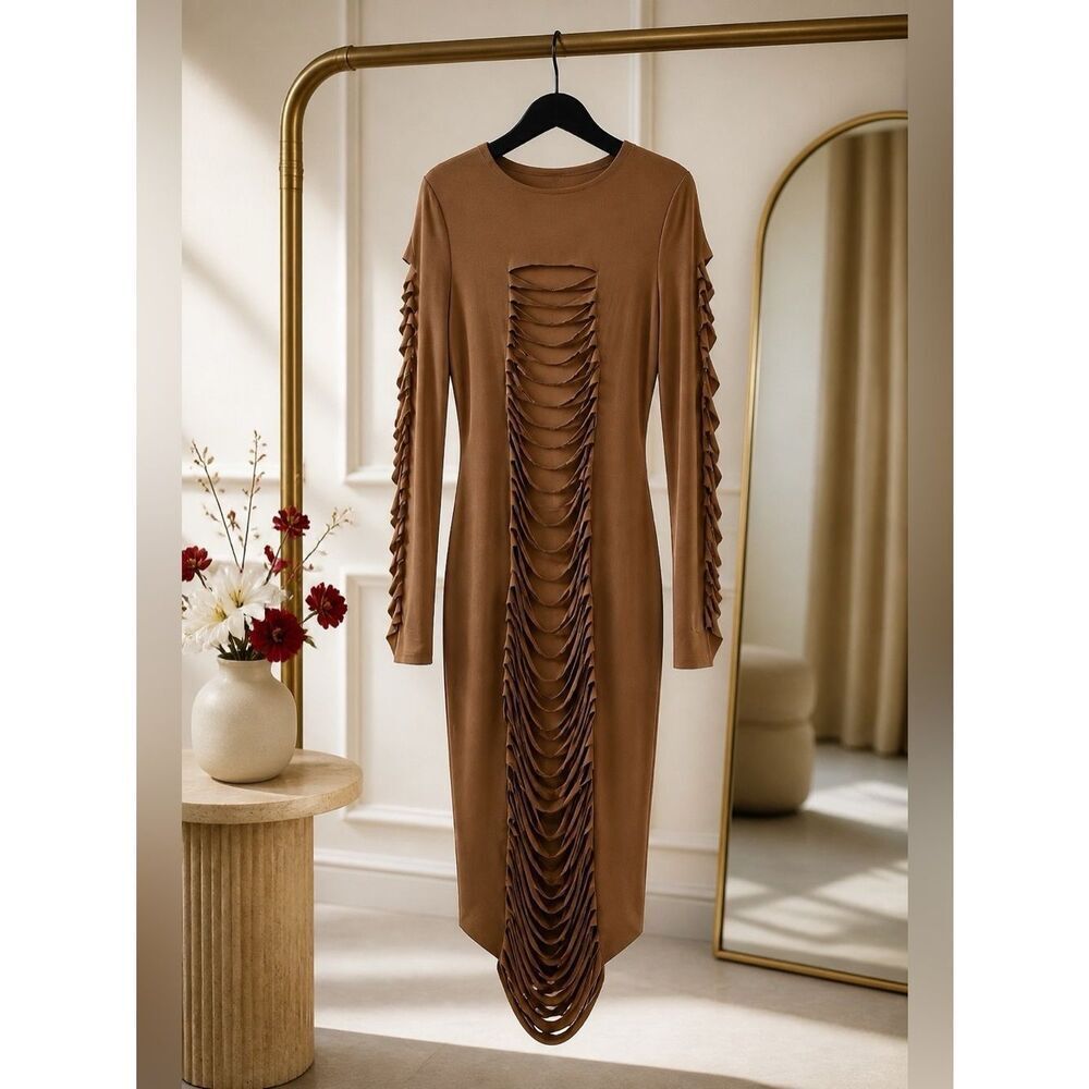MOCHA COMBO DISTRACTED BY YOU MIDI DRESS PLUS DIZE 1X by FASHION NOVA NWT